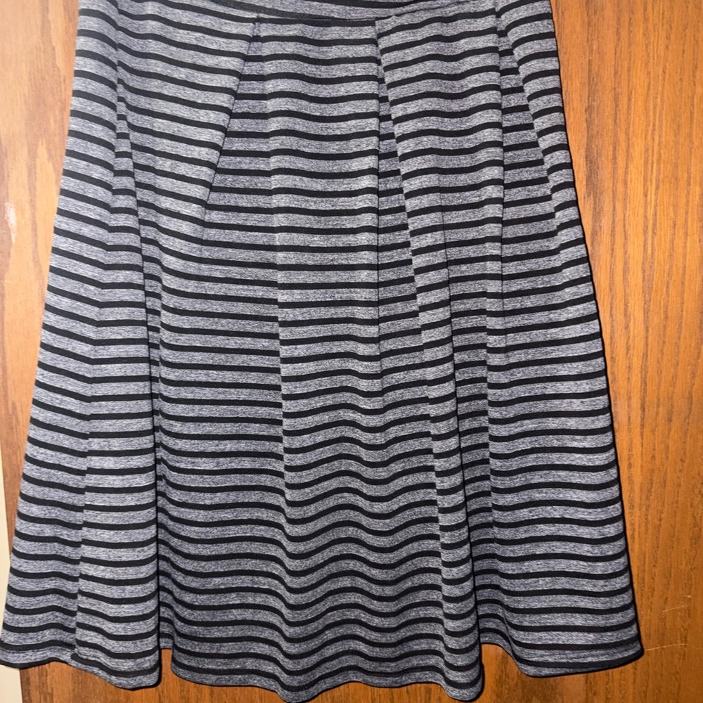 Rainbow Black and Gray Striped A-Line Skirt
